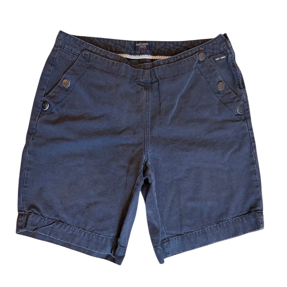 SAINT JAMES Women’s Sailor Shorts US size 14 Navy Blue Button Detail Bermuda